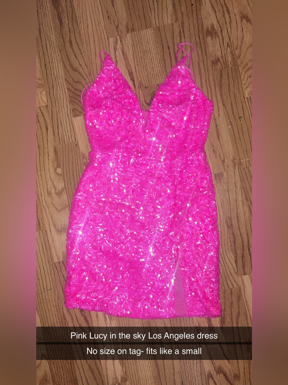 Hot Pink Sequin Spaghetti Strap Mini Dress